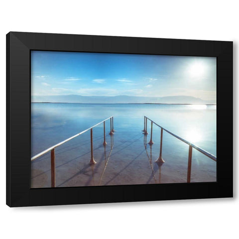 Peir on Dead Sea, Israel Black Modern Wood Framed Art Print with Double Matting by Frank, Assaf