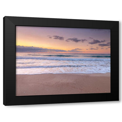 Evening view of beautiful beach in Israel Black Modern Wood Framed Art Print by Frank, Assaf