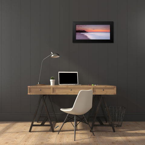 Evening view of beautiful beach in Israel Black Modern Wood Framed Art Print by Frank, Assaf