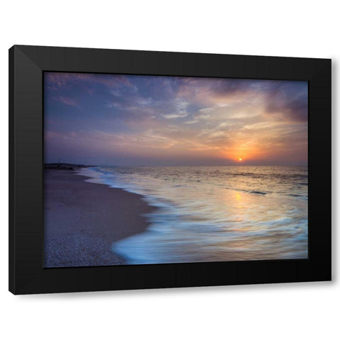 Evening view of beautiful beach in Israel Black Modern Wood Framed Art Print with Double Matting by Frank, Assaf