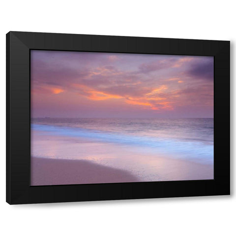 Evening view of beautiful beach in Israel Black Modern Wood Framed Art Print by Frank, Assaf