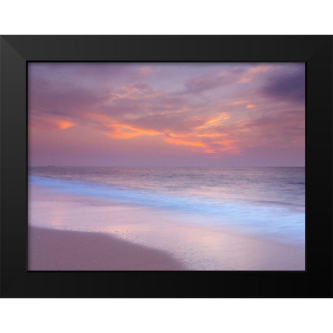 Evening view of beautiful beach in Israel Black Modern Wood Framed Art Print by Frank, Assaf