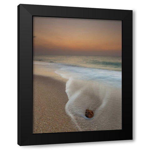 Tranquil beach at dusk Black Modern Wood Framed Art Print by Frank, Assaf