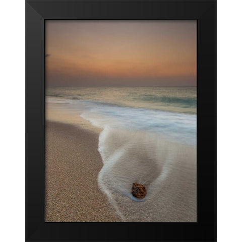 Tranquil beach at dusk Black Modern Wood Framed Art Print by Frank, Assaf