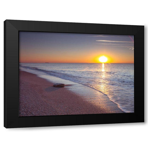Tranquil beach at dusk Black Modern Wood Framed Art Print with Double Matting by Frank, Assaf