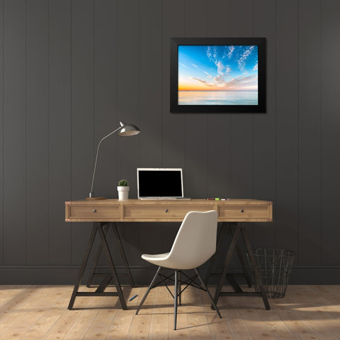 Calm beach at dusk Black Modern Wood Framed Art Print by Frank, Assaf