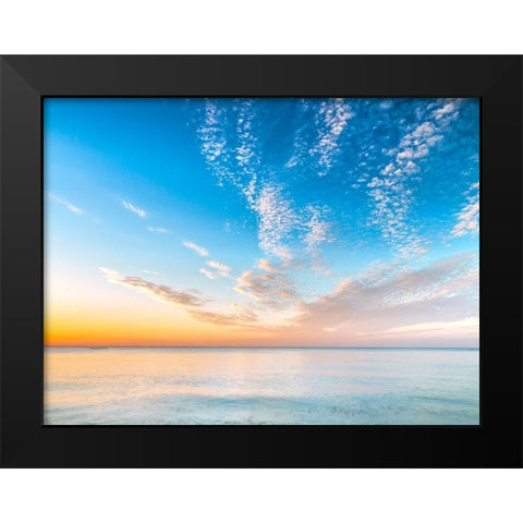 Calm beach at dusk Black Modern Wood Framed Art Print by Frank, Assaf