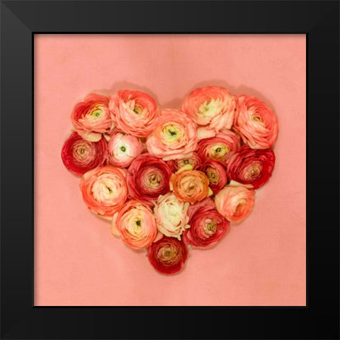 Heart made of flowers Black Modern Wood Framed Art Print by Frank, Assaf