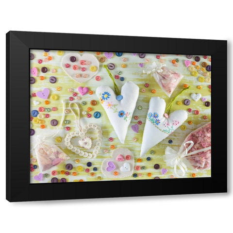 Creatrive Heart shape symbol Black Modern Wood Framed Art Print with Double Matting by Frank, Assaf