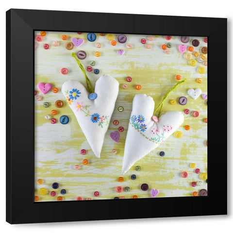 Creatrive Heart shape symbol Black Modern Wood Framed Art Print with Double Matting by Frank, Assaf