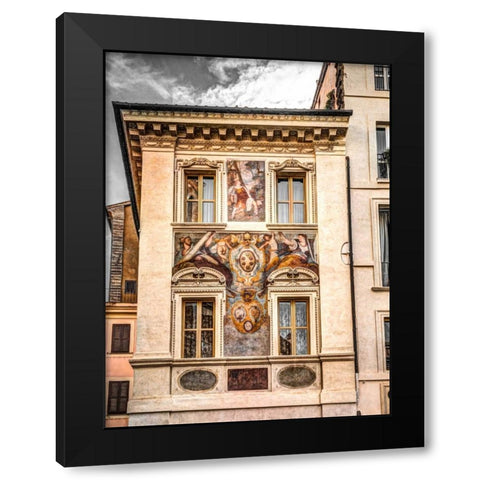 Architectural Feature of old building in Rome Black Modern Wood Framed Art Print by Frank, Assaf