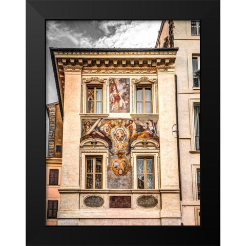 Architectural Feature of old building in Rome Black Modern Wood Framed Art Print by Frank, Assaf