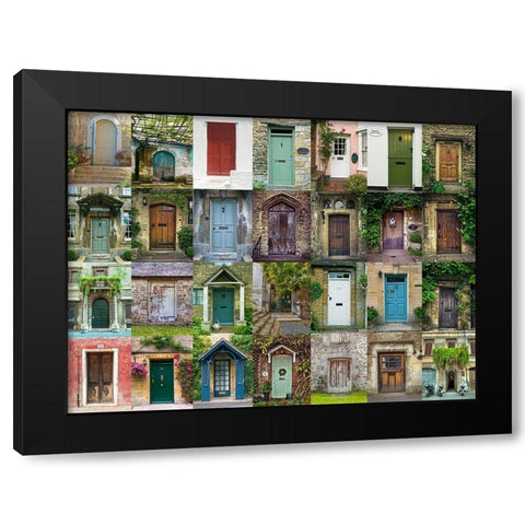 Collage of old doors Black Modern Wood Framed Art Print by Frank, Assaf