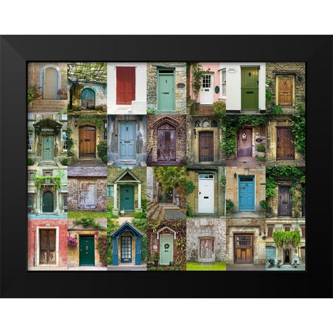 Collage of old doors Black Modern Wood Framed Art Print by Frank, Assaf