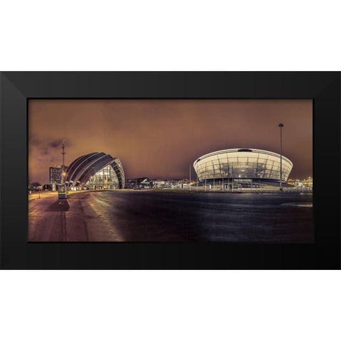 Evening view of Clyde Auditorium and SSE Hydro in Glasgow, FTBR-1904 Black Modern Wood Framed Art Print by Frank, Assaf