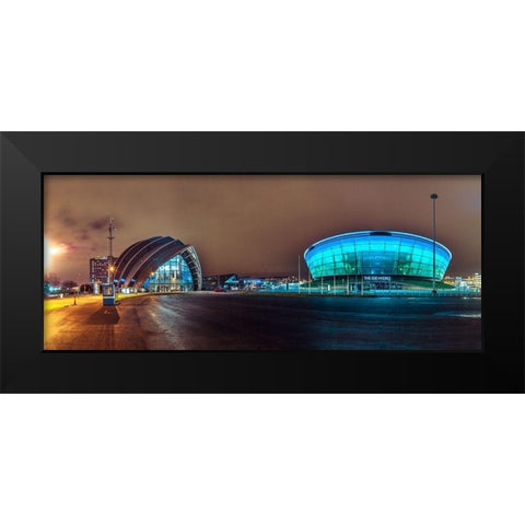 Evening view of Clyde Auditorium and SSE Hydro in Glasgow, FTBR-1903 Black Modern Wood Framed Art Print by Frank, Assaf
