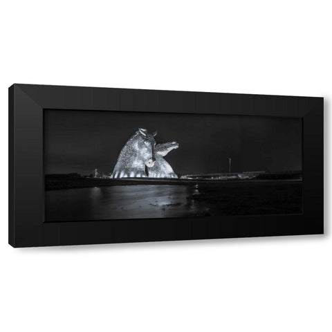 The kelpies horse statue at the Helix park in Falkirk , Scotland Black Modern Wood Framed Art Print by Frank, Assaf