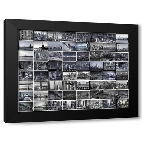 Collage of New York city Black Modern Wood Framed Art Print by Frank, Assaf