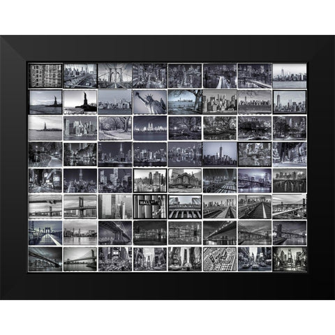 Collage of New York city Black Modern Wood Framed Art Print by Frank, Assaf