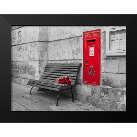 Bunch of roses on a bench, Birgu, Malta Black Modern Wood Framed Art Print by Frank, Assaf