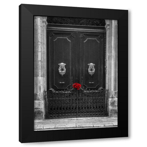 Bunch of roses on door of a house in Mdina, Malta Black Modern Wood Framed Art Print by Frank, Assaf
