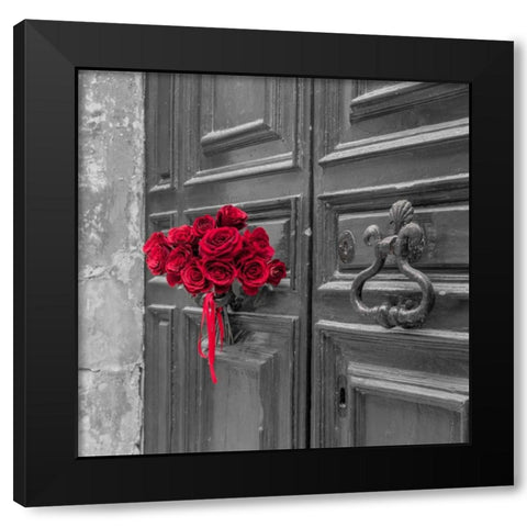 Bunch of roses on door of a building in Mdina, Malta Black Modern Wood Framed Art Print with Double Matting by Frank, Assaf