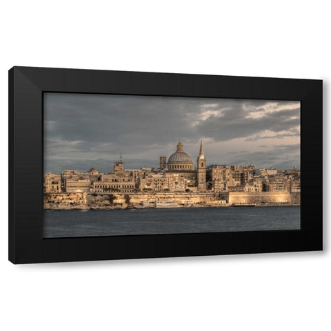 St Pauls Cathedral and Carmelite church at Valetta, Malta Black Modern Wood Framed Art Print with Double Matting by Frank, Assaf