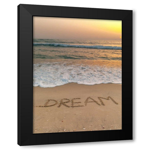 Sand writing - Word Dream written on beach Black Modern Wood Framed Art Print with Double Matting by Frank, Assaf