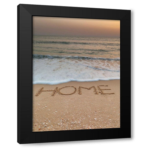 Sand writing - Word Home written on beach Black Modern Wood Framed Art Print by Frank, Assaf