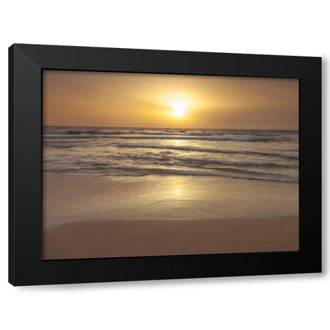 Sunset on the beach Black Modern Wood Framed Art Print by Frank, Assaf
