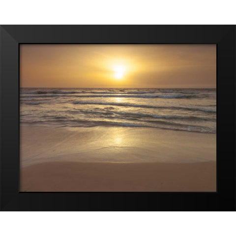 Sunset on the beach Black Modern Wood Framed Art Print by Frank, Assaf