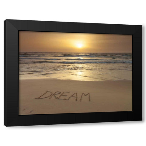 Sand writing - Word Dream written on beach Black Modern Wood Framed Art Print with Double Matting by Frank, Assaf