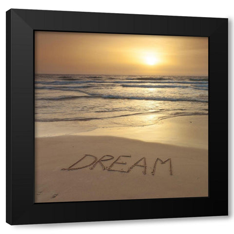 Sand writing - Word Dream written on beach Black Modern Wood Framed Art Print by Frank, Assaf