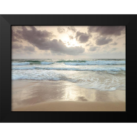 Tranquil beach with cloudscape Black Modern Wood Framed Art Print by Frank, Assaf