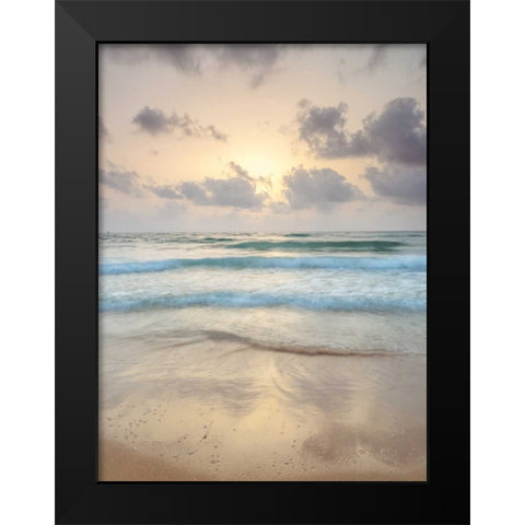 Tranquil beach with cloudscapes Black Modern Wood Framed Art Print by Frank, Assaf