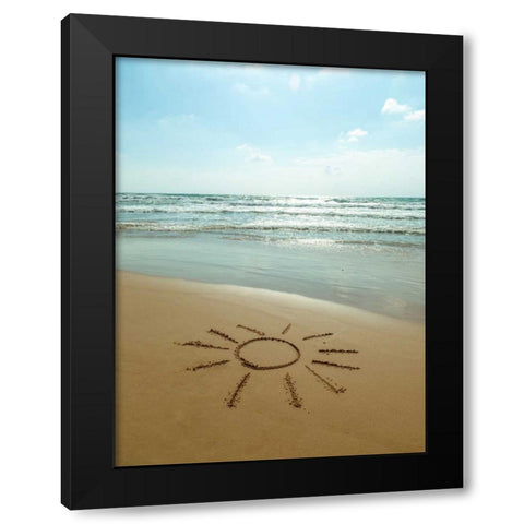 Sun drawn on the beach Black Modern Wood Framed Art Print with Double Matting by Frank, Assaf