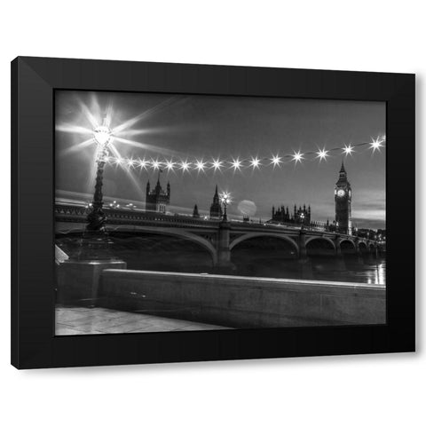 Westminster bridge and Big Ben from Thames promenade, London, UK Black Modern Wood Framed Art Print with Double Matting by Frank, Assaf