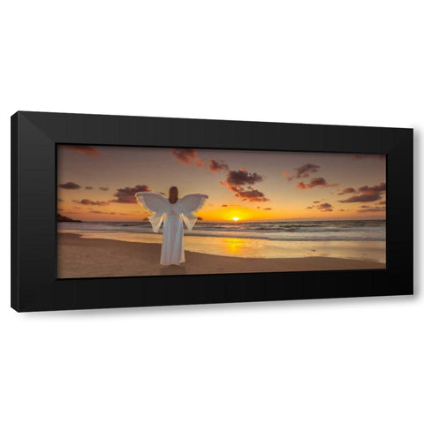 Angel on the beach at sunset Black Modern Wood Framed Art Print with Double Matting by Frank, Assaf