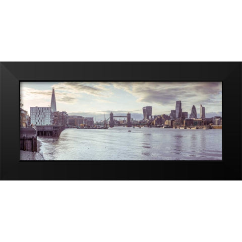 London skyline over river Thames, UK Black Modern Wood Framed Art Print by Frank, Assaf
