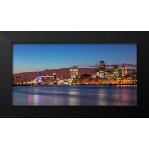 London skyline over river Thames, UK Black Modern Wood Framed Art Print by Frank, Assaf