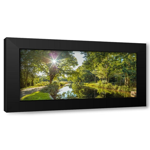 Basingstoke canal in countryside, UK Black Modern Wood Framed Art Print with Double Matting by Frank, Assaf