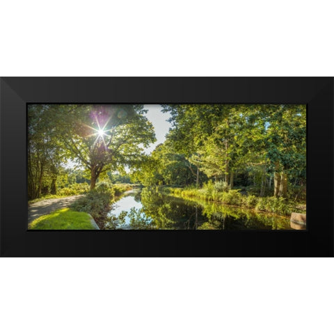 Basingstoke canal in countryside, UK Black Modern Wood Framed Art Print by Frank, Assaf