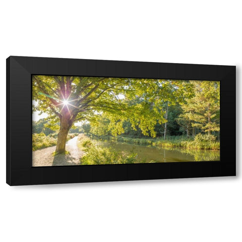 Basingstoke canal in countryside, UK Black Modern Wood Framed Art Print with Double Matting by Frank, Assaf