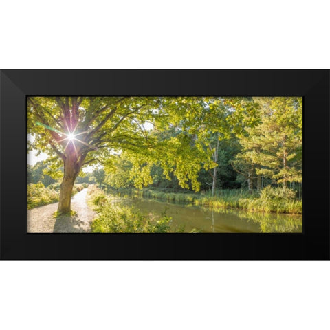 Basingstoke canal in countryside, UK Black Modern Wood Framed Art Print by Frank, Assaf