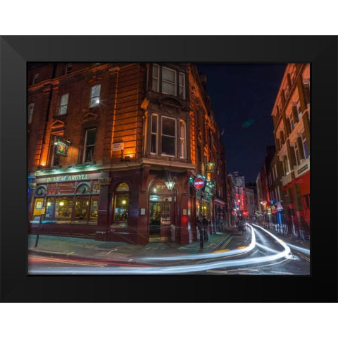 London city street in evening Black Modern Wood Framed Art Print by Frank, Assaf