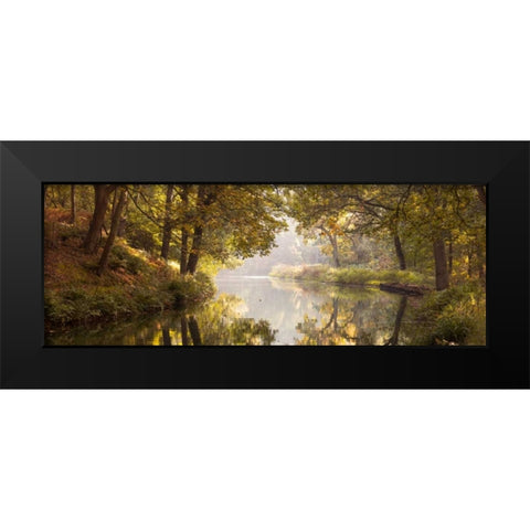 Basingstoke canal in countryside, UK, FTBR-1828 Black Modern Wood Framed Art Print by Frank, Assaf
