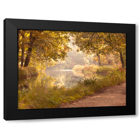 Basingstoke canal in countryside, UK, FTBR-1829 Black Modern Wood Framed Art Print by Frank, Assaf