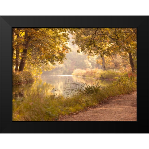Basingstoke canal in countryside, UK, FTBR-1829 Black Modern Wood Framed Art Print by Frank, Assaf