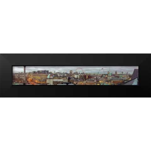 Panoramic view of London city Black Modern Wood Framed Art Print by Frank, Assaf