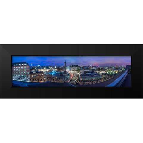 Panoramic view of London city in evening Black Modern Wood Framed Art Print by Frank, Assaf